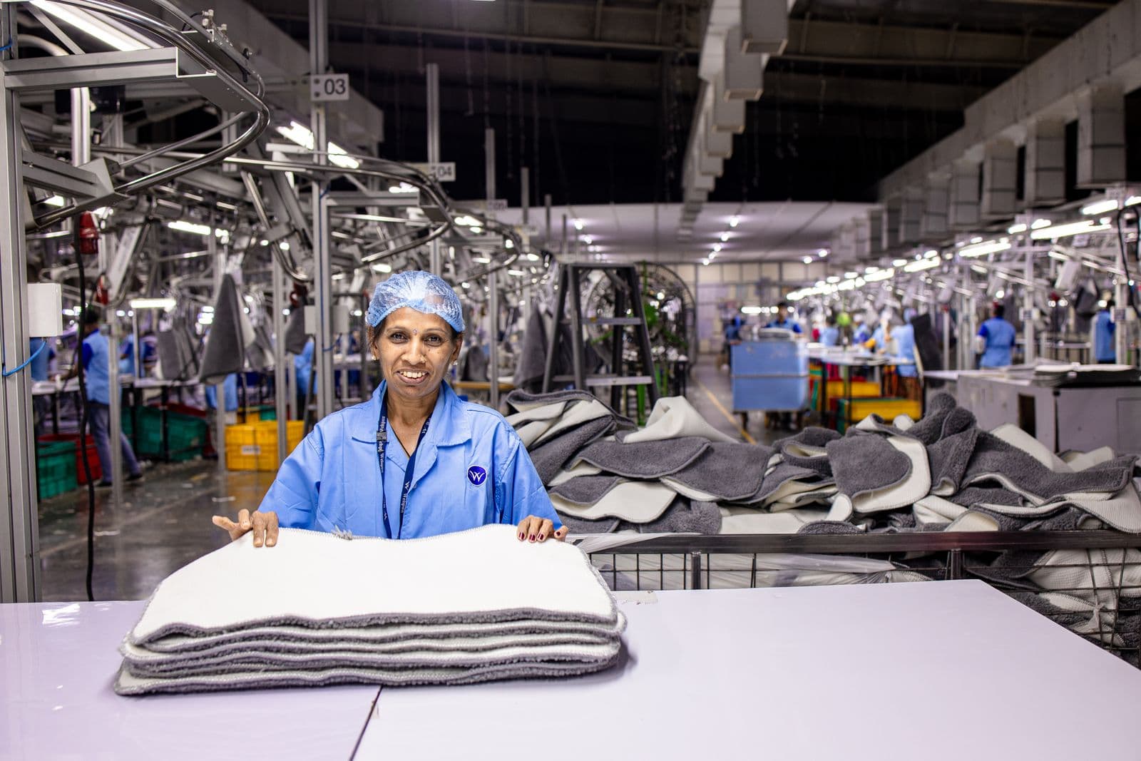 Team working across a shift on a production floor