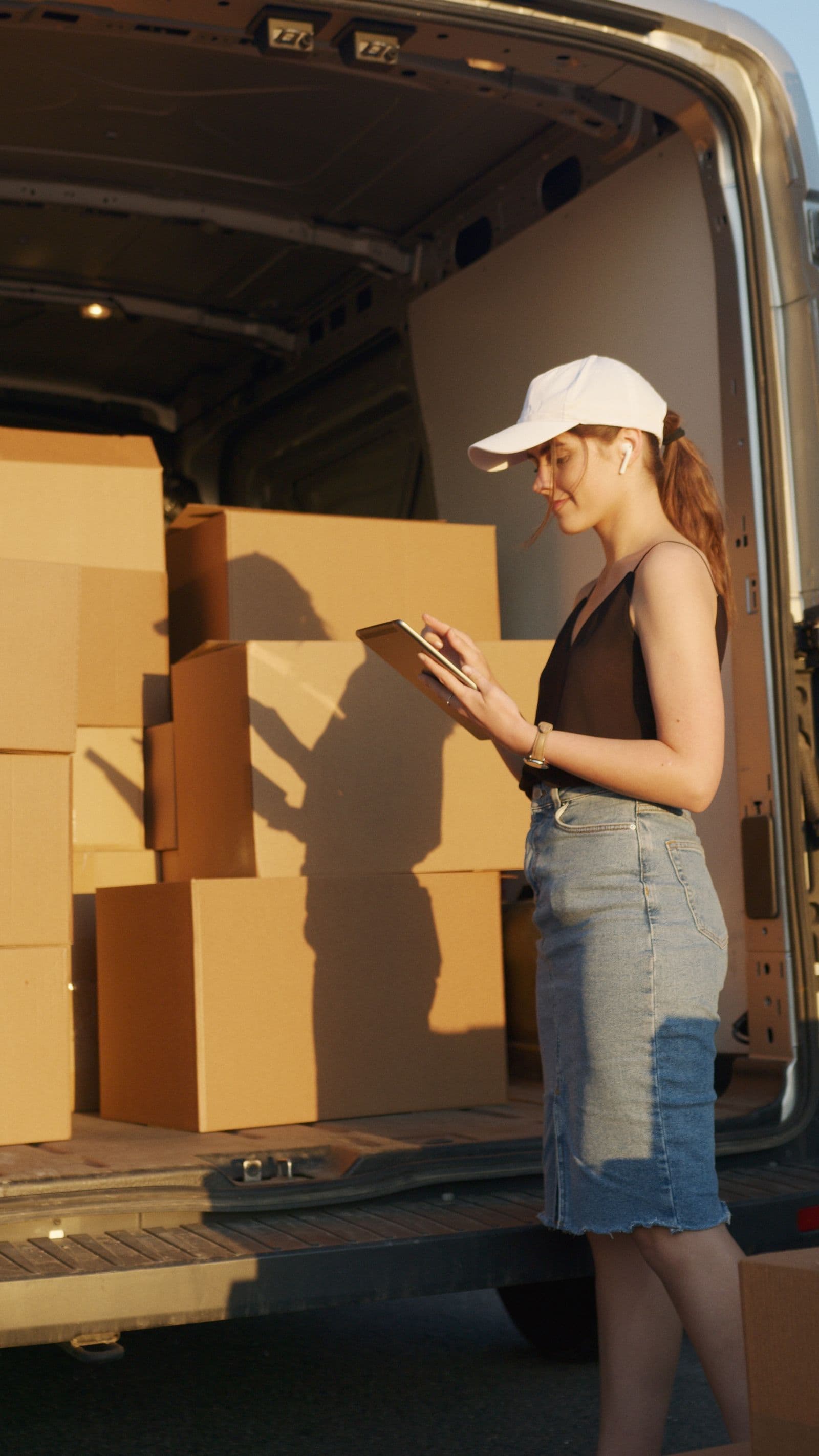 Staff member recording a purchase away from the office